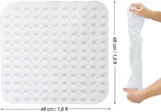 Antislip douchemat 48x48 cm - vierkant wit