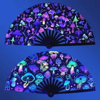 Bamboe Handwaaiers UV-Gloed Set van 2