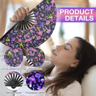 Bamboe Handwaaiers UV-Gloed Set van 2
