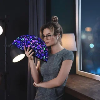 Bamboe Handwaaiers UV-Gloed Set van 2