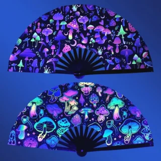 Bamboe Handwaaiers UV-Gloed Set van 2