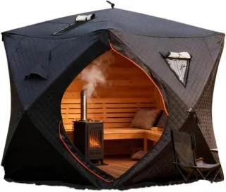 Buitensauna Tent Outdoor Spa 189x189x198 cm Zwart review