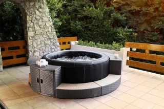Buitensauna voor ronde whirlpools