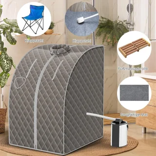 COSTWAY 3L mini stoomsauna saunacabine (bruin)