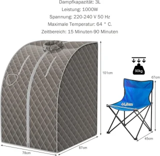 COSTWAY 3L mini stoomsauna saunacabine (bruin)