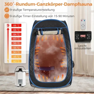 COSTWAY draagbare stoomsauna tent zwart