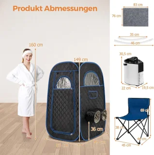 COSTWAY draagbare stoomsauna tent zwart