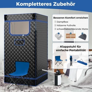 COSTWAY Stoomsauna draagbare saunatent 91 x 91 x 183 cm zwart