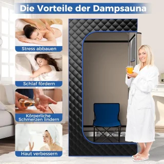 COSTWAY Stoomsauna draagbare saunatent 91 x 91 x 183 cm zwart
