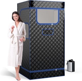 COSTWAY Stoomsauna draagbare saunatent 91 x 91 x 183 cm zwart review