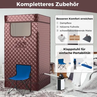 COSTWAY Stoomsauna draagbare saunatent (bruin)