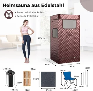 COSTWAY Stoomsauna draagbare saunatent (bruin)