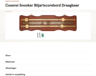Dailygoods biljartscorebord 2-sporen