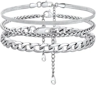 Dailygoods enkelketting pantserketting 3 stuks zilver/goud