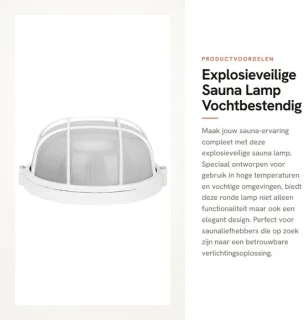 Dailygoods explosieveilige sauna lamp, ronde lamp voor stoomkamer, E27 draad