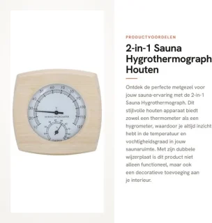 Dailygoods houten hygrothermograph dubbele wijzerplaat
