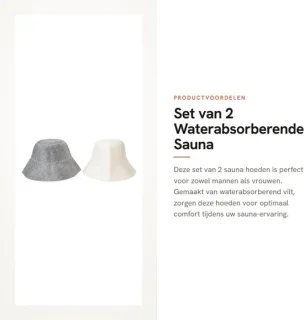 Dailygoods sauna hoed set van 2 wit/grijs