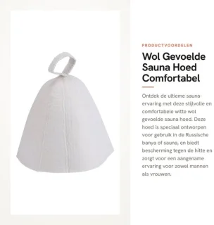 Dailygoods sauna hoed wolvilt 22 x 22 cm