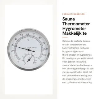 Dailygoods sauna thermometer en hygrometer stalen uitvoering