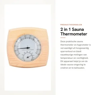 Dailygoods thermometer hygrometer houten sauna meter