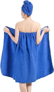 Dames saunakilt van microvezel, blauw