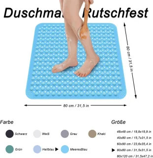 Douchemat 80 x 80 cm, Zee Blauw
