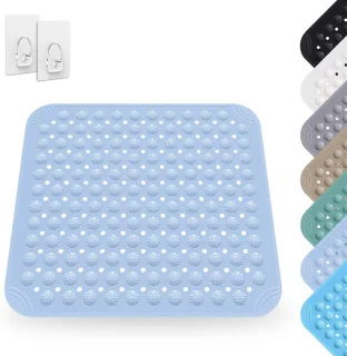 De Douchemat vierkant 48 x 48 cm lichtblauw in één oogopslag