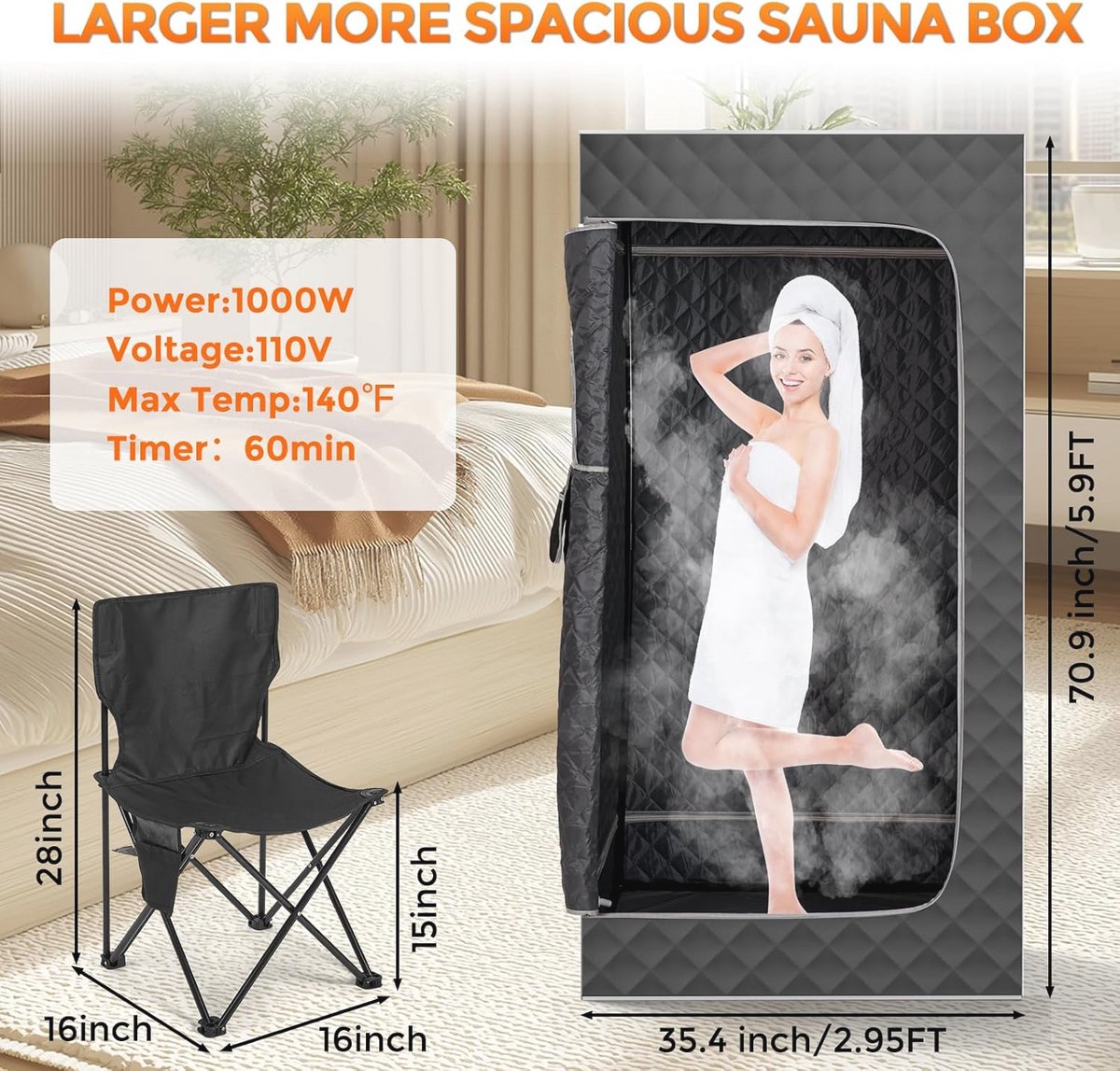 Wat vinden we goed aan de Draagbare Opvouwbare Stoomsauna met 3L Stoomgenerator