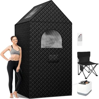 Draagbare sauna box persoonlijke saunatent 80x80x180 cm grijs