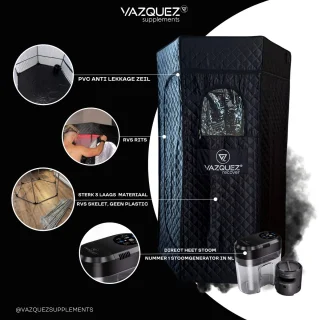 Draagbare Stoomsauna Mobiel met Kinderslot en Stoomgenerator