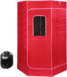 Draagbare Stoomsauna Tent 90x90x180 cm - Zwart/Rood