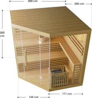 Espoo200 Premium Binnensauna 200x200x200 cm