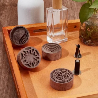 Green Glow - Set van 4 Ronde Houten Draagbare Oliediffusers