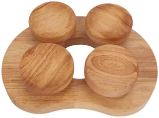 Houten saunahoofdsteun met draaibare schijf