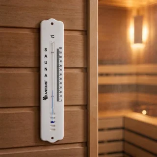 Houten saunatermometer van grenenhout, 38 cm