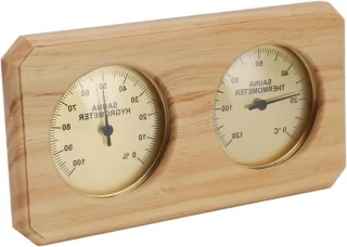 Houten saunathermometer en hygrometer