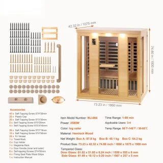 Infraroodsauna Hemlock Saunacabine 3-4 Personen