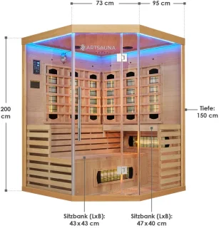 Kiruna infraroodcabine 150x150-200cm 3 persoons