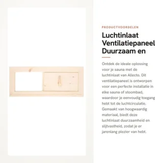 Luchtinlaat ventilatierooster voor sauna - 34 x 13,5 cm