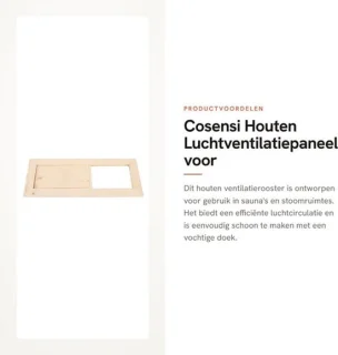 Luchtventilatiepaneel hout - ventilatierooster voor sauna