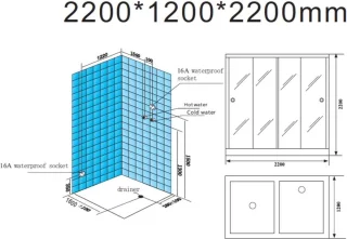 Mawialux Pico Sauna en Stoomcabine Glans Zwart 220x120x220cm