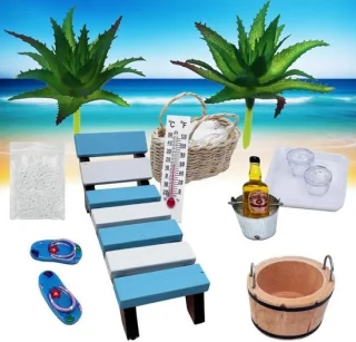 Miniatuurset sauna-accessoires, 14 stuks - ShopVlot