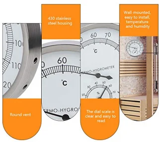 Mumusuki RVS Sauna Thermometer & Hygrometer