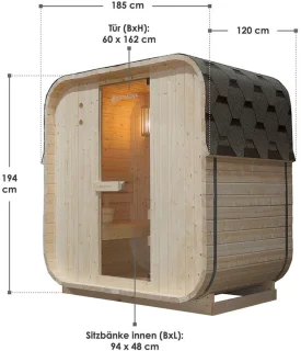 Nolvik Vierkante Barrelsauna 120x185x194 cm