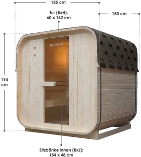 Nolvik Vierkante Barrelsauna 180x185x194 cm