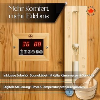 De Novihome Luxe Hybride Fasssauna Ovaal 184x120x195 cm in één oogopslag