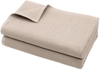 Omgoods set van 2 saunadoeken wafelpique 70x180 cm beige