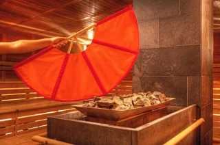 Opgietvak sauna 74 cm oranje-rood