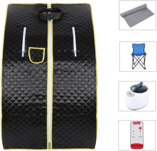 De PIPIPOXER Draagbare stoomsauna 1,8" zwart in één oogopslag