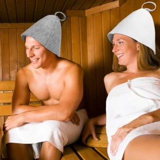Russische Banya saunakap set van 2 (grijs/wit)